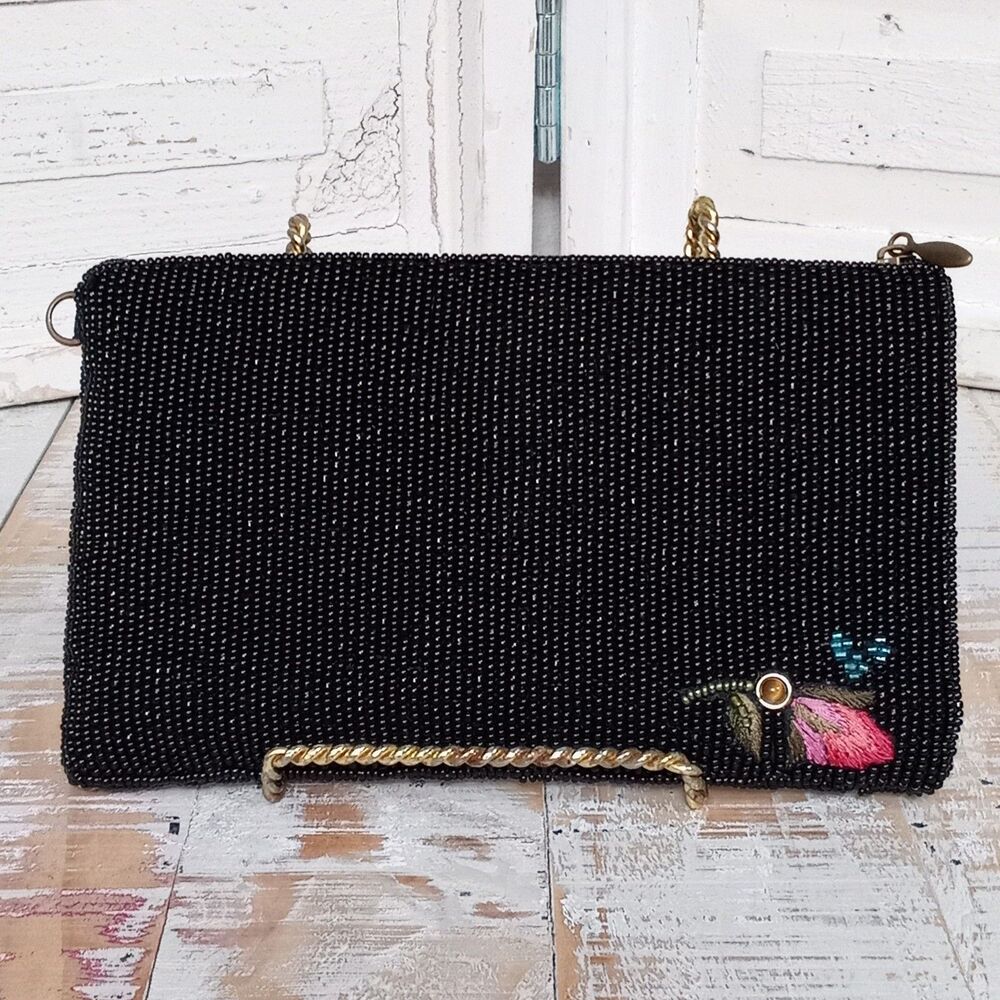 Mary Frances Queen of Everything Hand Beaded Leopard Floral Crossbody Whimsygoth - Picture 2 of 15